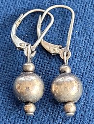 Classic Vintage Sterling Silver Ball & Bead Dangling Lever Back Earrings