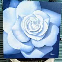Blue Floral Canvas Art Signed