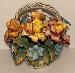 Vintage Capodimonte Flowers In Basket