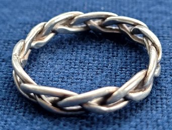 Elegant Braided Sterling Silver Vintage Band Ring