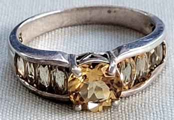 Champagne Colored Vintage Sterling Silver CZ Ring