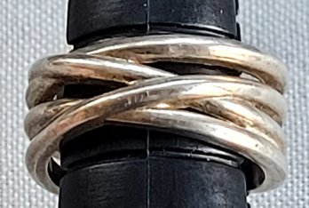 Sterling Silver Vintage Layered Criss Cross Tapered Band Ring