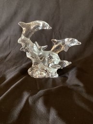 Beautiful Lenox Glass Dolphin Statue