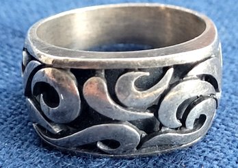 Gorgeous Bohemian Vintage Sterling Silver Scroll Work Ring