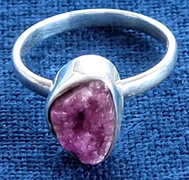 Lovely Pink Gem Raw Tourmaline Rubelite Sterling Silver Ring