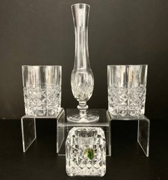 Waterford Crystal Marquis Old Fashioned Glasses, Bud Vase & Candleholder