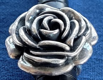 Gorgeous Sterling Silver Flower Rose Large Detailed Statement Ring