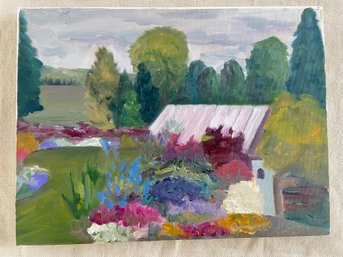 Floral Landscape Painting On Canvas Signed By Keith Emerling 16x12