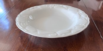 Set Of 14 Soup Bowls, White Embossed Seashell Rim