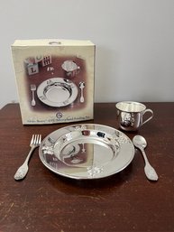 4 Piece Silver Plated Childs Feeding Set By Silver Bears