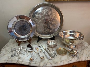 Metal/silver Plated Tray, Plate, Bowl, Teaspoons, Napkin Rings, Serving Utensils & More