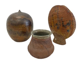 Trio Of Fine Studio Pottery Organic Objects