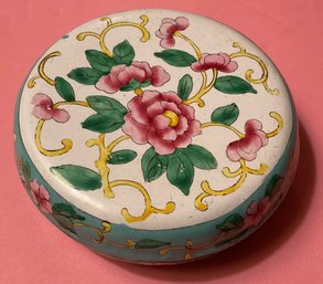 Cloisonne, Enamel Hand Painted Round Keepsake Box