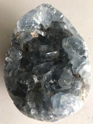 Celestite Egg Shape Crystal Geode, 1 LB 8 Oz, 4 Inch By 3 Inch