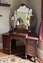 Art Nouveau Style Vanity Desk With Mirror