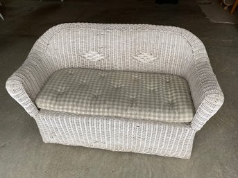 Real Wicker Love Seat Sofa 54x37x28 Enclosed Porch And Garage Stored Sturdy