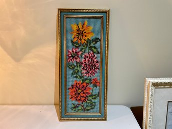 Vintage Custom Framed Beaded Floral Design