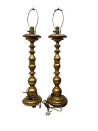 Pair Of Tall Golden Lamps