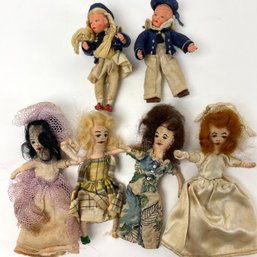 Lot Of 6 Miniature Antique Dolls