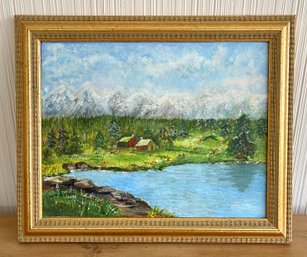 Landscape Painting On Canvas Signed Barbara Mazur