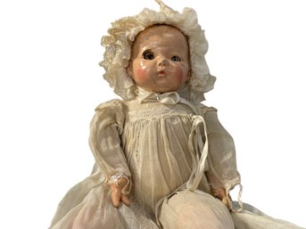 Vintage 1930s Madame Alexander Pinky Baby Doll - 19 Inches With Molded Hair, Sleepy Eyes.