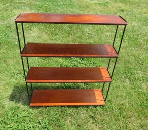 Mid-century Modern Metal And Wood Open Shelving Unit