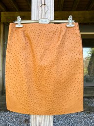 Prada Camel Colored Ostrich Skin Skirt Size 44