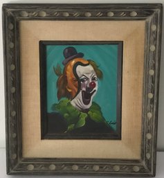 Vintage Signed Oil On Canvas Clown By S. Toral, Storal