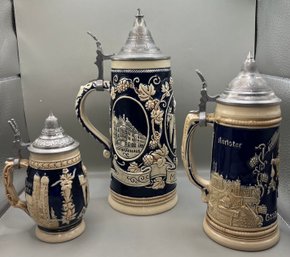 Group Of 3 German Steins