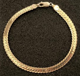 Vintage Sterling Silver 925 Bracelet Herringbone Gold Wash Or Plated 8 Inches Long X 3/8 Inches Wide