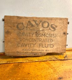Antique CAVOS Embalming Co -cavity Fluid Crate Sign