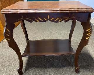 Antique Side Table With Inlaid Top