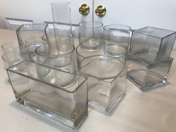 Collection Of Glass Candle Holder Vases