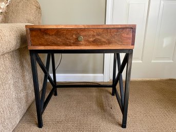 Decorative Side Table With Metal X Base