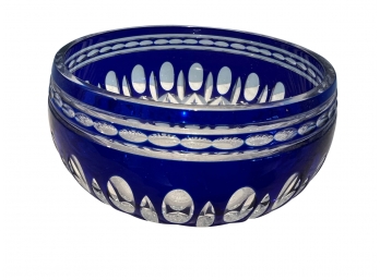 Waterford Clarendon Cobalt Blue Cut To Clear Crystal Bowl