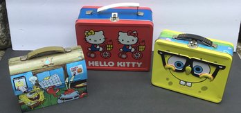 Trio Lunch Boxes, Hello Kitty & Sponge Bob Square Pants.