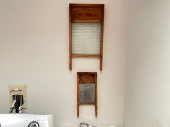 Pair Of Antique Wood Washboards