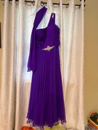 Beautiful Purple Chiffon Evening Gown With Shawl Chiffon