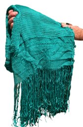 100%. Viscosa Designer Shawl In Emerald Green Loads Of Fringe