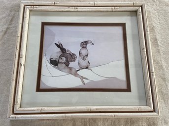 Four Rabbits Print S. Wickstrom 16x14 Matted Framed