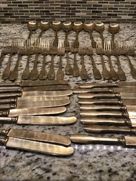 Set Of Unmarked Gold Toned Flatware