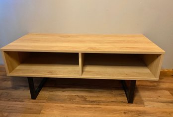 Small Coffee Table With Two Shelves And Metal Legs