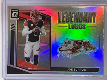 2021 Panini Optic Joe Burrow Legendary Logos Silver Prizm Card #LL-3