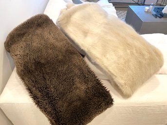 Pair Restoration Hardware Faux Fur Throws