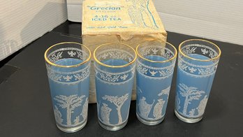 Set Of 4 Grecian Ice Tea Glasses By Jeanette