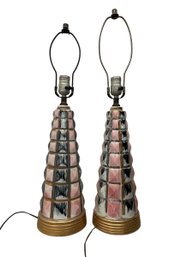 Unique Pair Of Pink & Black Lamps