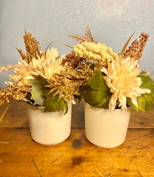 Pair Of Shades Of Beige Faux Potted Plants