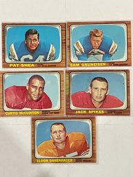 1966 Topps Football Card Lot.  5 Cards Total.