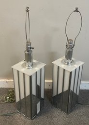Two Mirrored And Lucite Table Lamps
