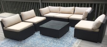 Patio Furniture, Outdoor Modular Sectional Sofa Set & Coffee Table.